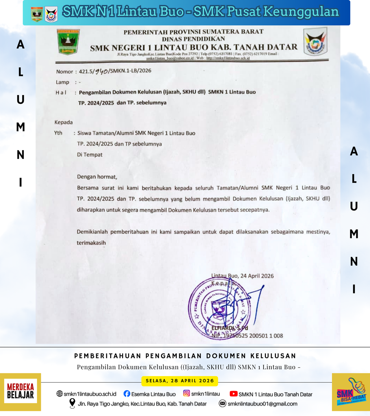 Pengumuman Pengambilan Dokumen Kelulusan